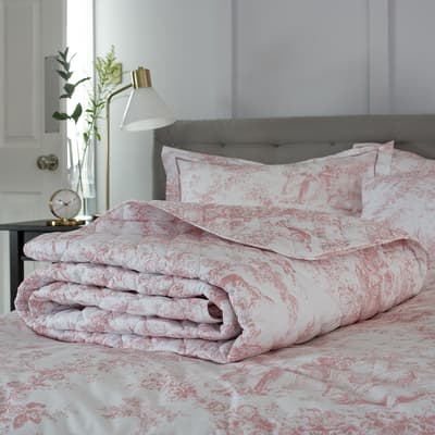 Toile De Jouy Double Bedspread ,Pink