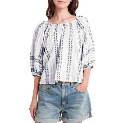 Blue Stripe Jacquard Cotton Top