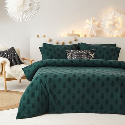 Tufted Tree Single Duvet Cover Set, Pine Green