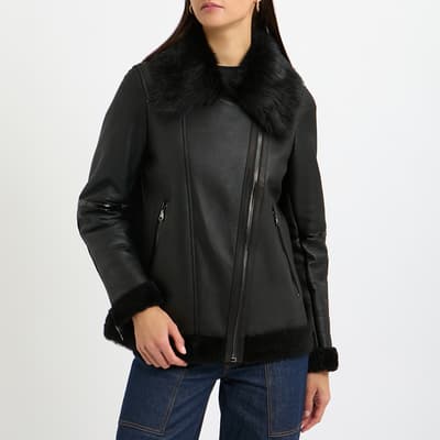 Black Shearling Aviator Jacket