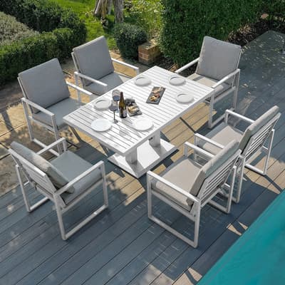 SAVE  £350 - Amalfi 6 Seat Rectangular Dining Set with Rising Table, White