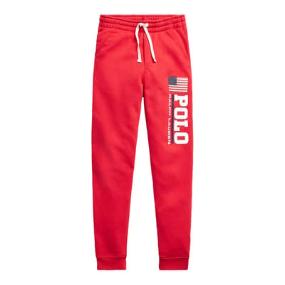 Older Boy's Red Logo Fleece Jogger Pants