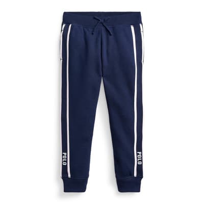 Older Girl's French Navy Striped Fleece Jogger Pants