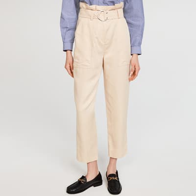 Cream Linen Pepita Trousers