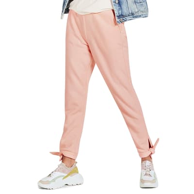 Pink Poppy Tie Cuff Cotton Jogger