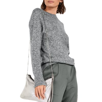 Grey Sparkle Scoop Back Wool Blend Jumper