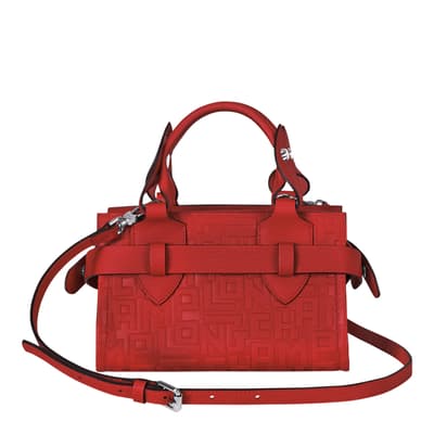 Longchamp La Voyageuse Small Leather Shoulder Bag in Red