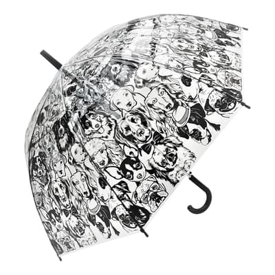 Black Monochrome Puppies Umbrella