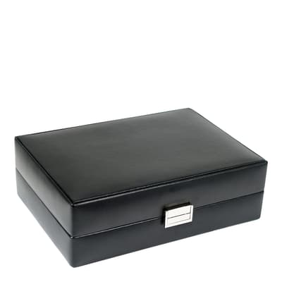 Black Heritage Vegan Leather 4 Piece Watch Box With Valet