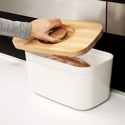 Bread Bin with Cutting Board Lid - White