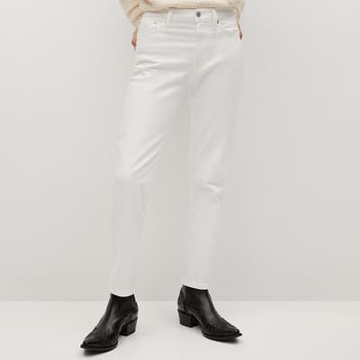 White Straight-Fit Denim Jeans