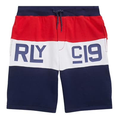 Older Boy's Red Block Stripe Terry Shorts