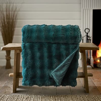 Fernley Faux Fur Throw 200x150cm, Dark Green