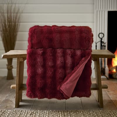 Fernley Faux Fur Throw 200x150cm, Dark Red