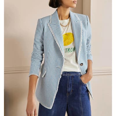 Blue Stripe Hever Cotton Twill Blazer