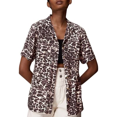 Brown Leopard Print Relaxed Shirt