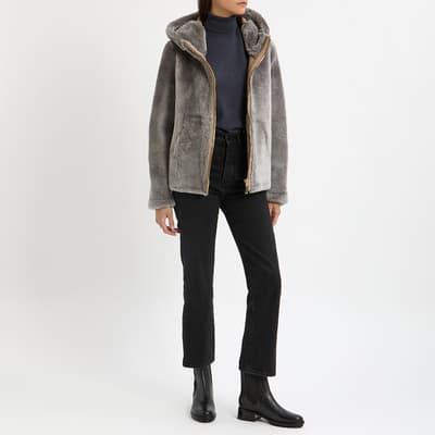 Stardust Shearling Reversible Hooded Bomber