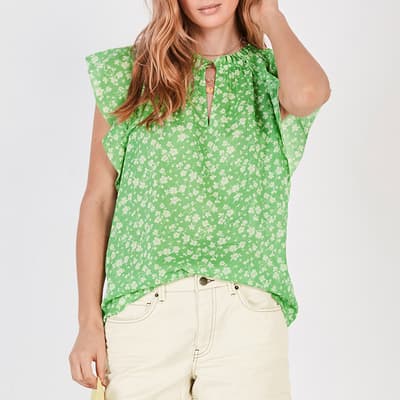 Green Cotton Katy Floral Top