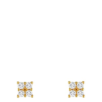 Gold Cystal Square Earrings