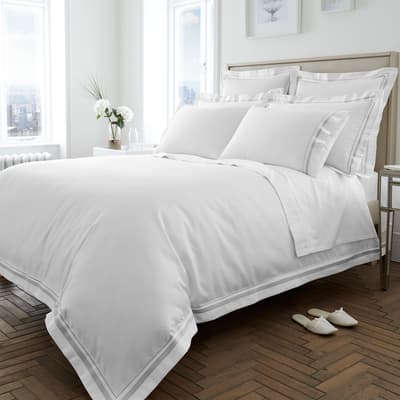 1000TC Double Duvet Cover Set, White/Grey