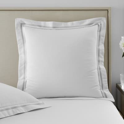 1000TC Pair of Large Square Pillowcases, White/Grey