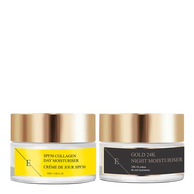 SPF50 Collagen Day Cream 50ml + Anti-Wrinkle Night Moisturiser 24K Gold - 50ml