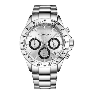 Men's Silver Quartz Chronograph Date Watch