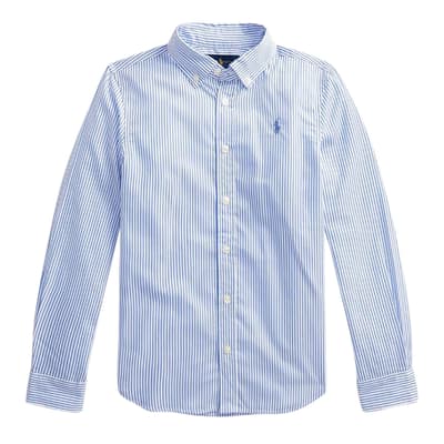 Older Girl's Blue Cotton Poplin Shirt