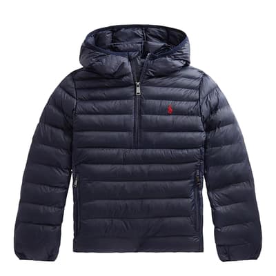 Older Boy's Navy Hooded Quilted Jacket