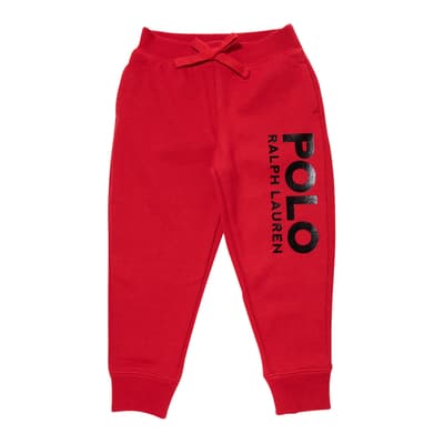 Toddler Girl's Red Side Logo Cotton Blend Joggers