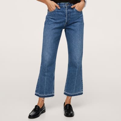 Blue Denim Mid-Rise Flared Jeans