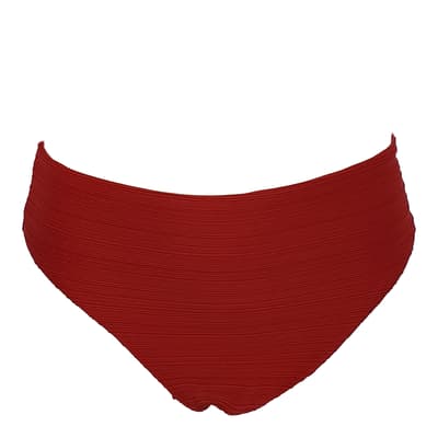 Red Mid Rise Bikini Bottom