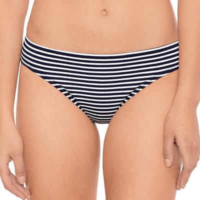 Navy Contrast Stripe Hipster Bikini Bottoms