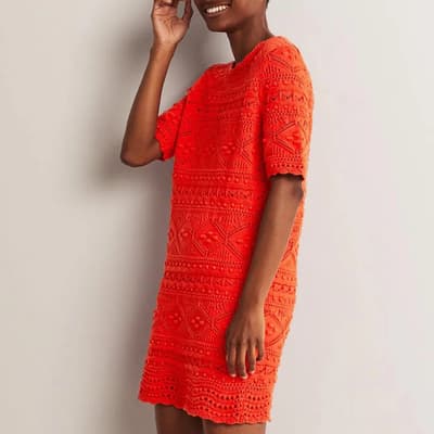 Red Cotton Claudia Textured Dress