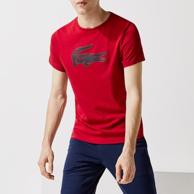 Red Chest Logo Design Cotton Blend T-Shirt