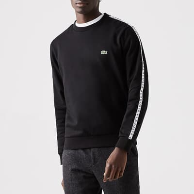 Black Branded Tiping Cotton Blend Sweatshirt