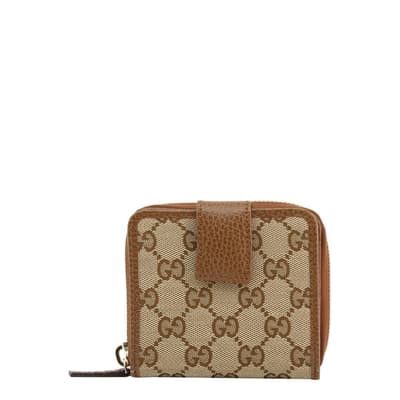 Beige/Brown Gucci GG Canvas Fold Wallet