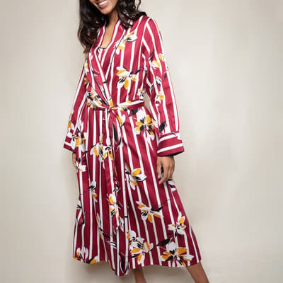 Fable & Eve Burgundy Floral Stripe Robe