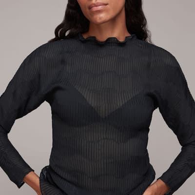 Black Myla Sheer Plisse Top