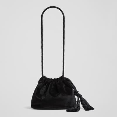 Black Dolly Velvet Velvet Drawstring Bag