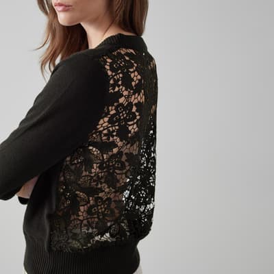 Black Jennifer Lace Wool Blend Jumper