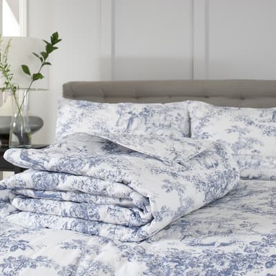 Toile De Jouy Single Bedspread, Blue