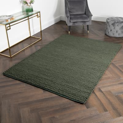 Knitted Large Wool Rug 160x230cm, Green