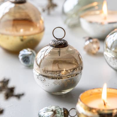 Set of 2 Votive Small Bauble, Brown Lustre