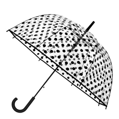 Women's Transparent/Black Polka Dot Print Birdcage Umbrella