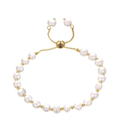 18K Gold Pearl Adjustable Bracelet
