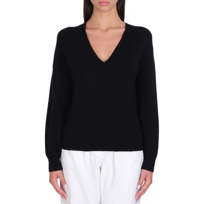 Black Miami V Neck Wool Blend Jumper