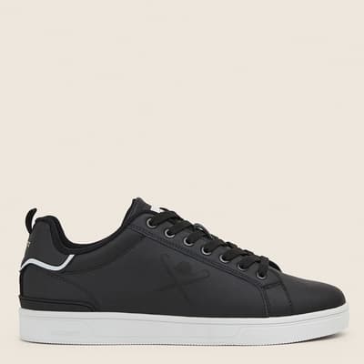 Black Lace Up Leather Trainers