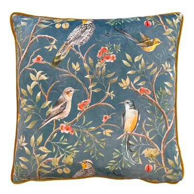 Orient Chinoiserie Birds 43x43cm Cushion, Slate Blue