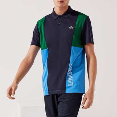 Navy Colour Block Polo Shirt